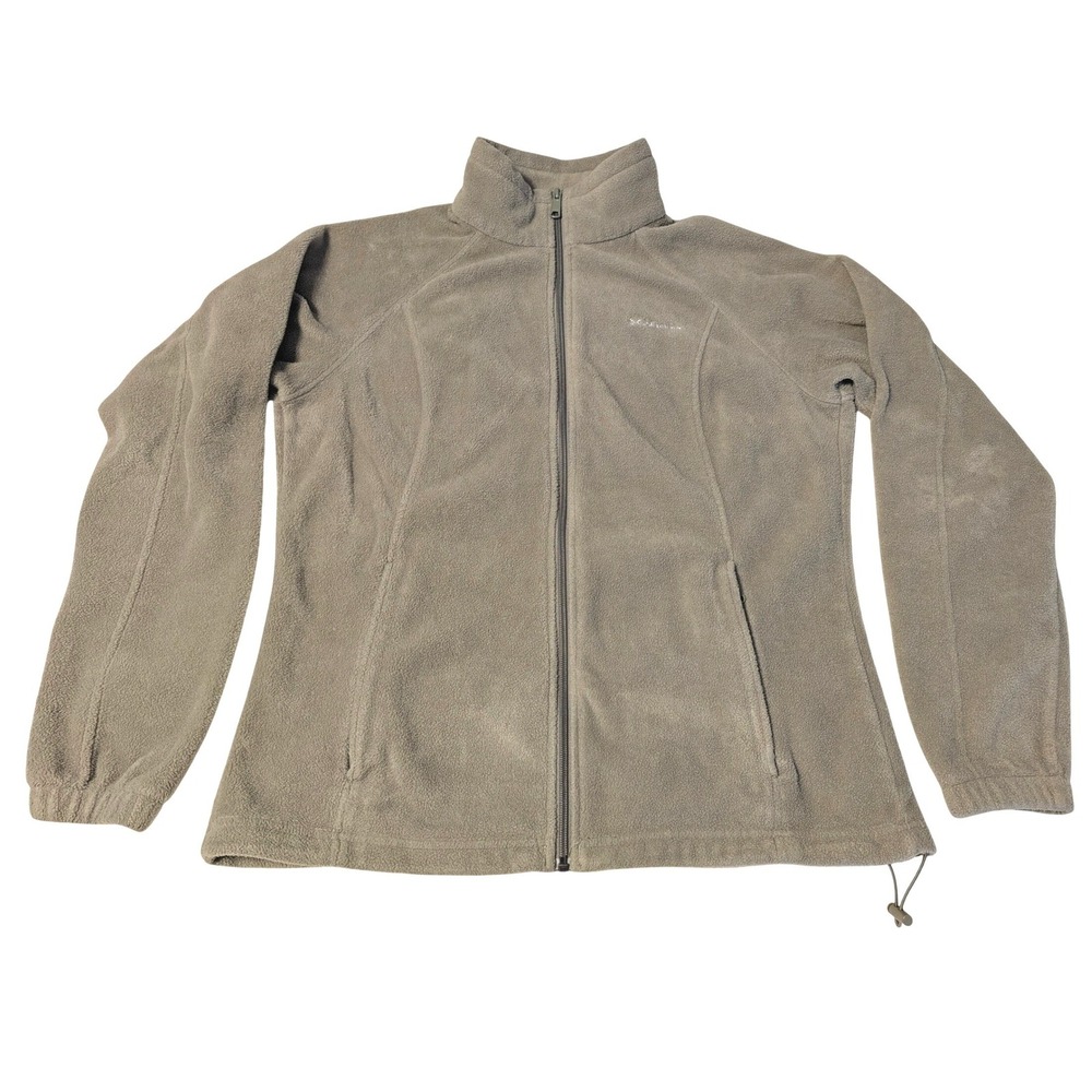 Columbia Women's Large Benton Springs Full Zip Fleece Jacket Tan/Green WL6439